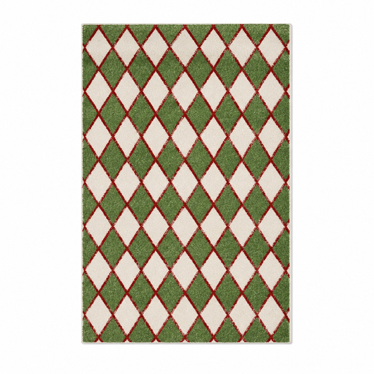 Modern Minimalist Diamond Checkerboard Rug